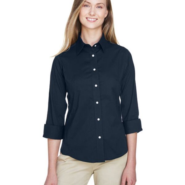 Ladies' Perfect Fit™ Three-Quarter Sleeve Stretch Poplin Blouse Thumbnail