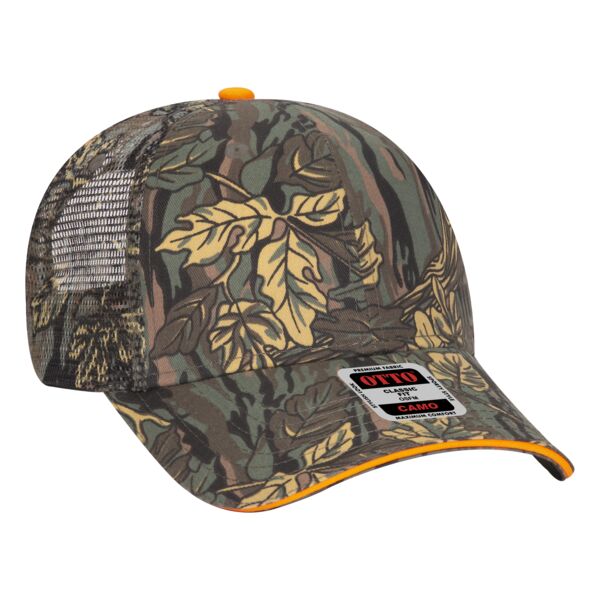OTTO CAP Camouflage 6 Panel Low Profile Mesh Back Trucker Hat Thumbnail