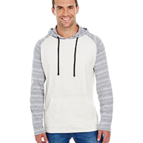 Adult Raglan Sleeve Striped Jersey Hooded T-Shirt Thumbnail
